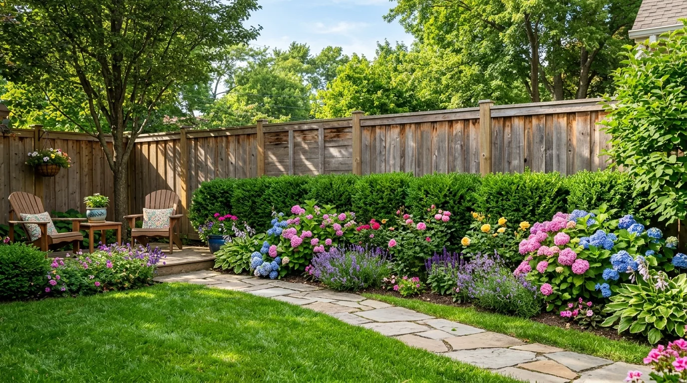 Mixed Wood Fence Panels With Planting